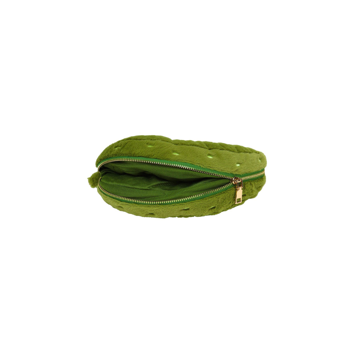 Plush Pickle Zip Pouch Open