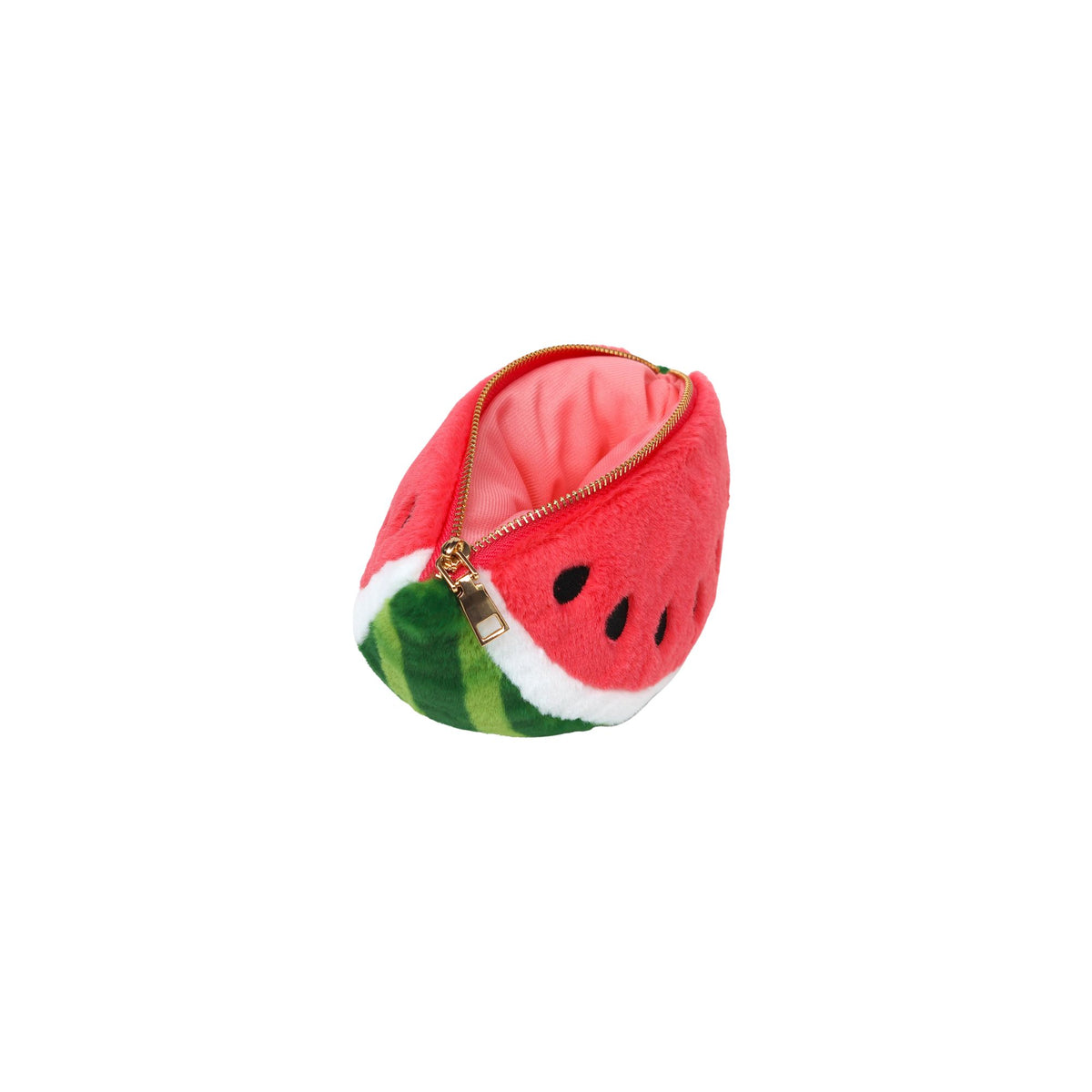 Plush Watermelon Zip Pouch Open