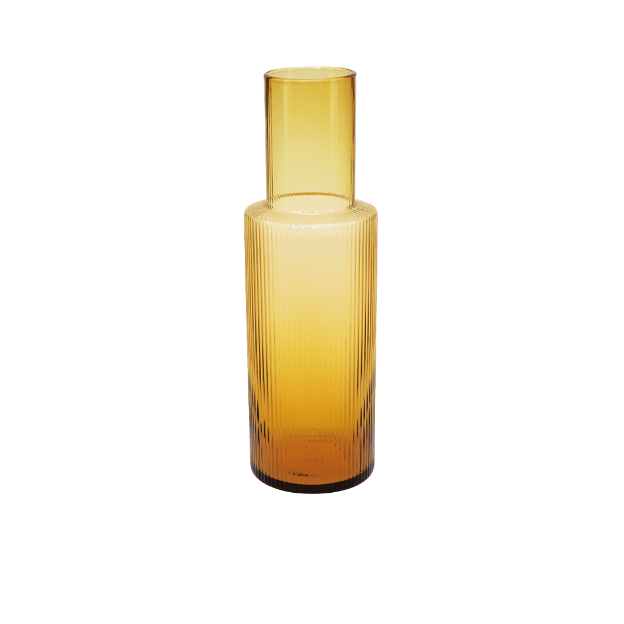 Retro Amber Ribbed Glass Carafe
