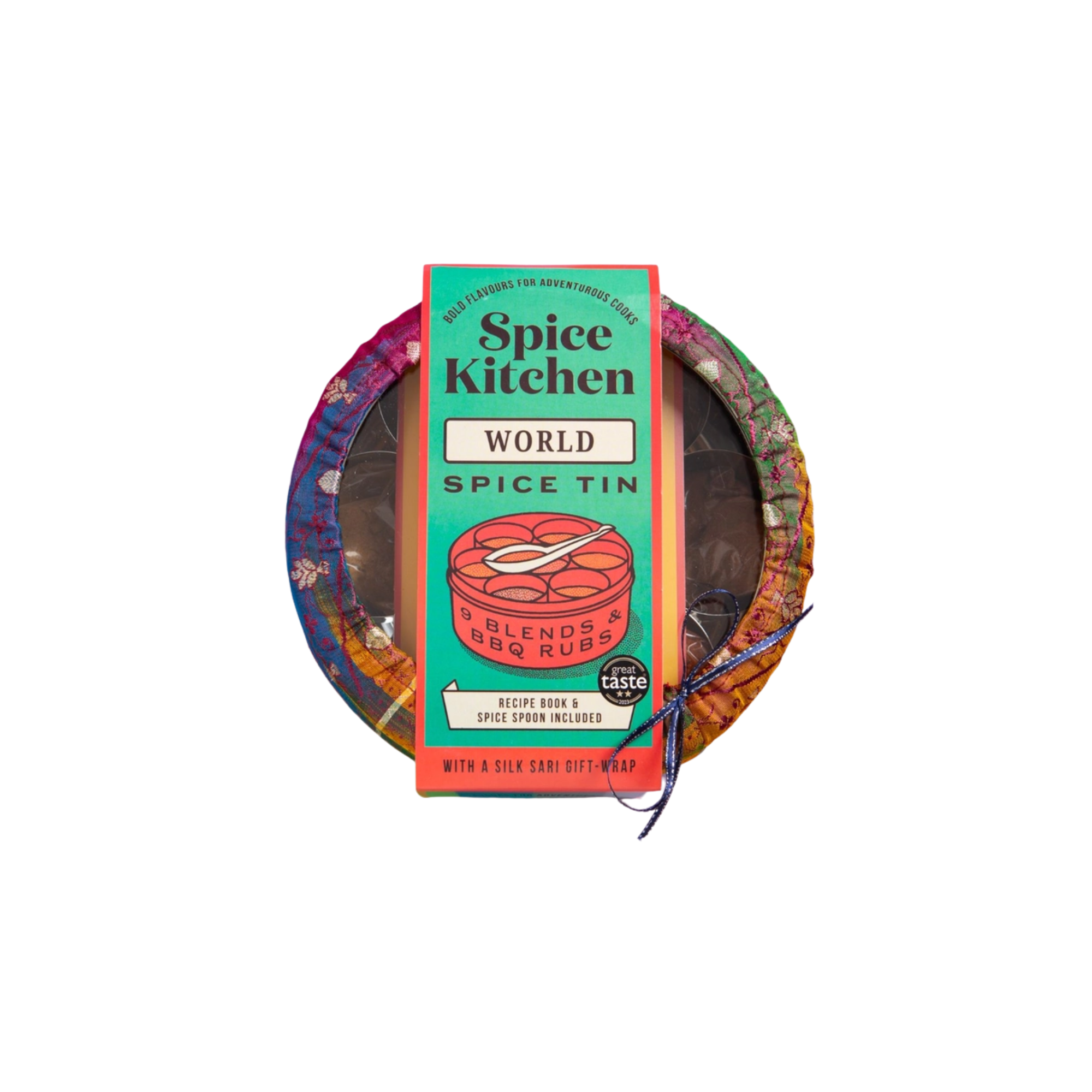 Spice Kitchen World Spice Tin With Silk Sari Wrap