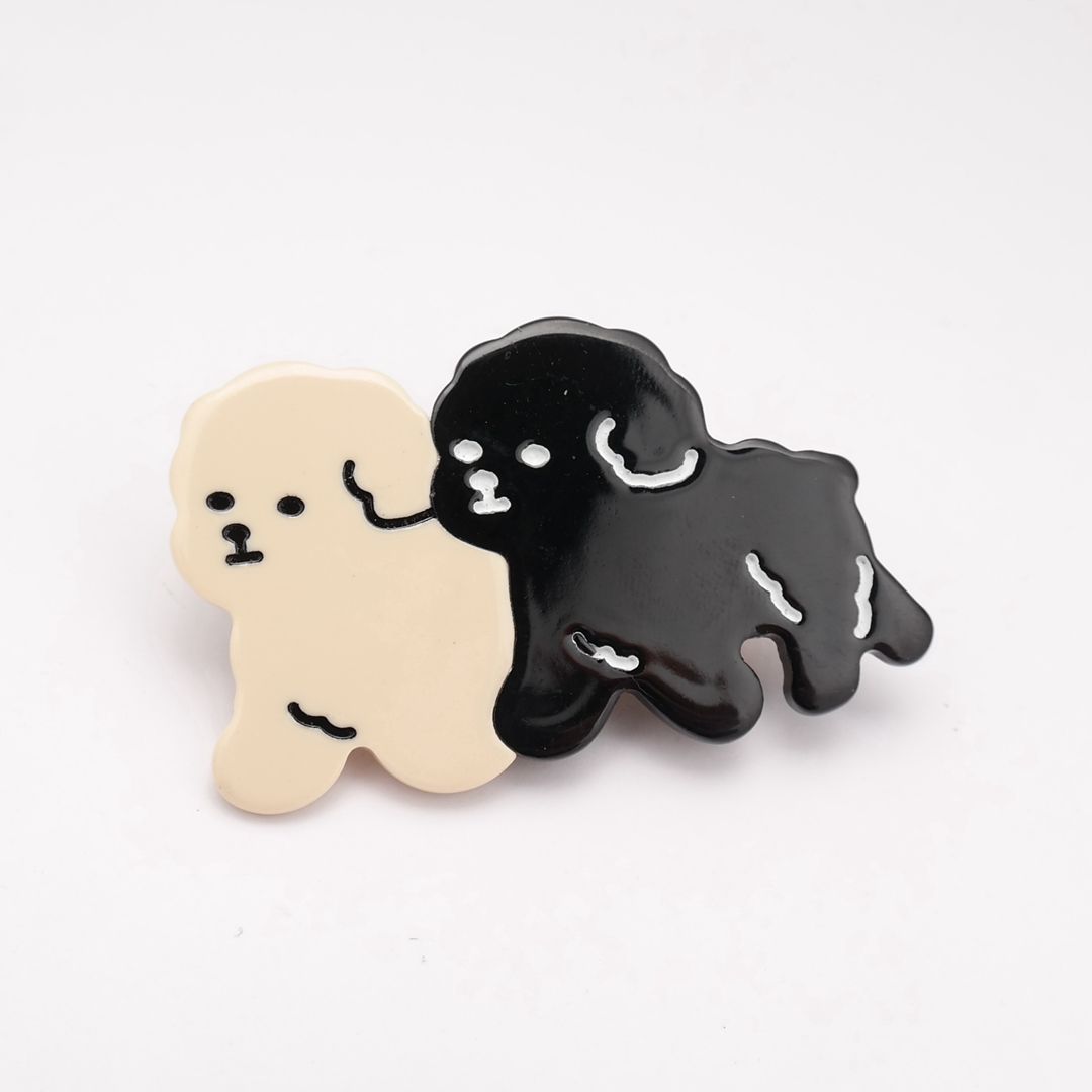 Two Dogs Hair Clip Cream and Black
