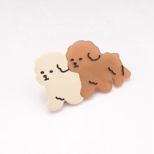 Two Dogs Hair Clip Cream and Coffee