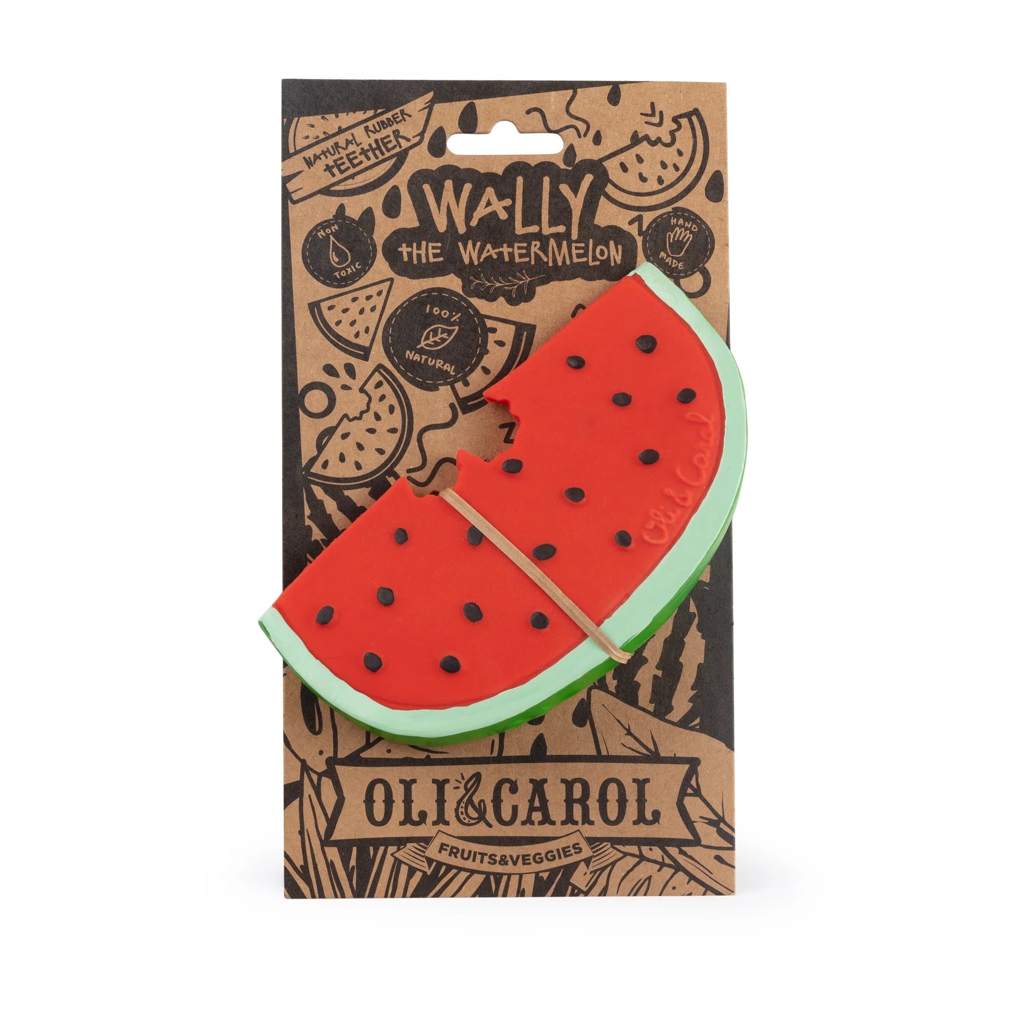 Oli & Carol Wally the Watermelon Baby Teether Packaging