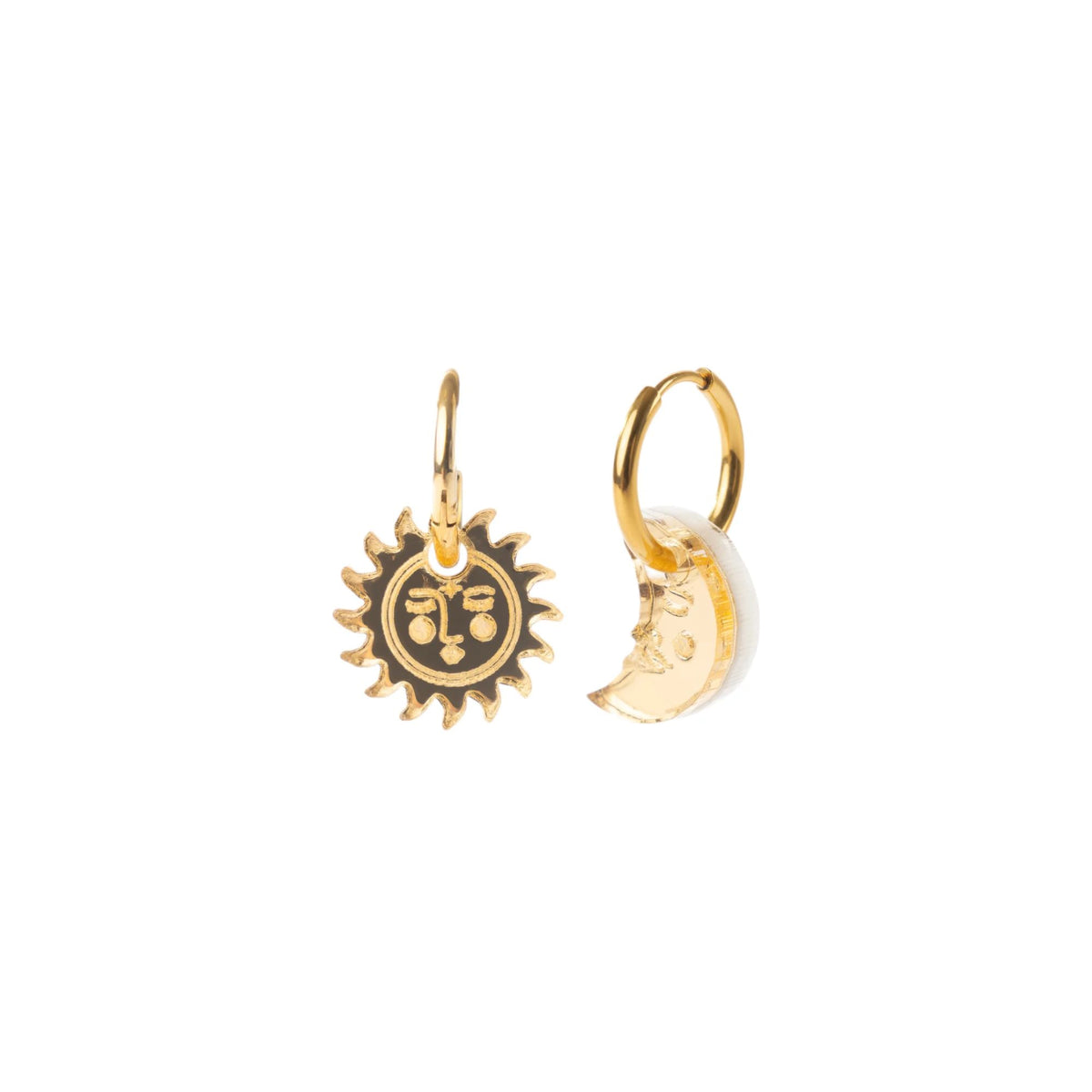 Weezy Pop Gold Sun and Moon Earrings