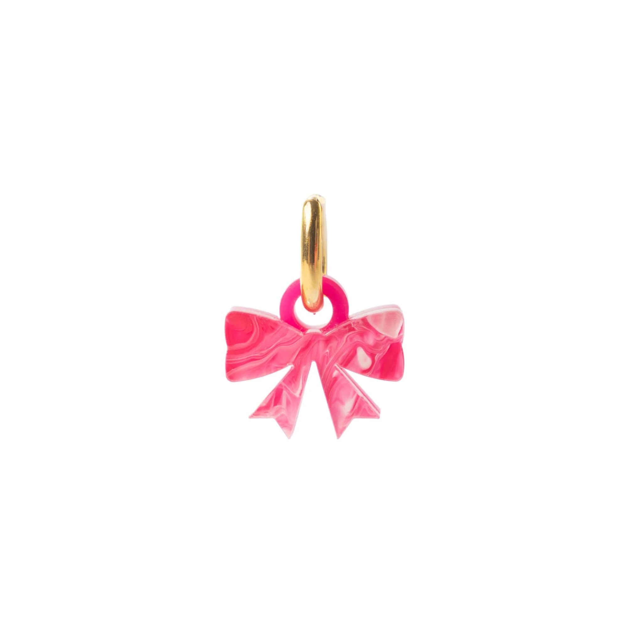 Weezy Pop Pink Marble Bow Charm