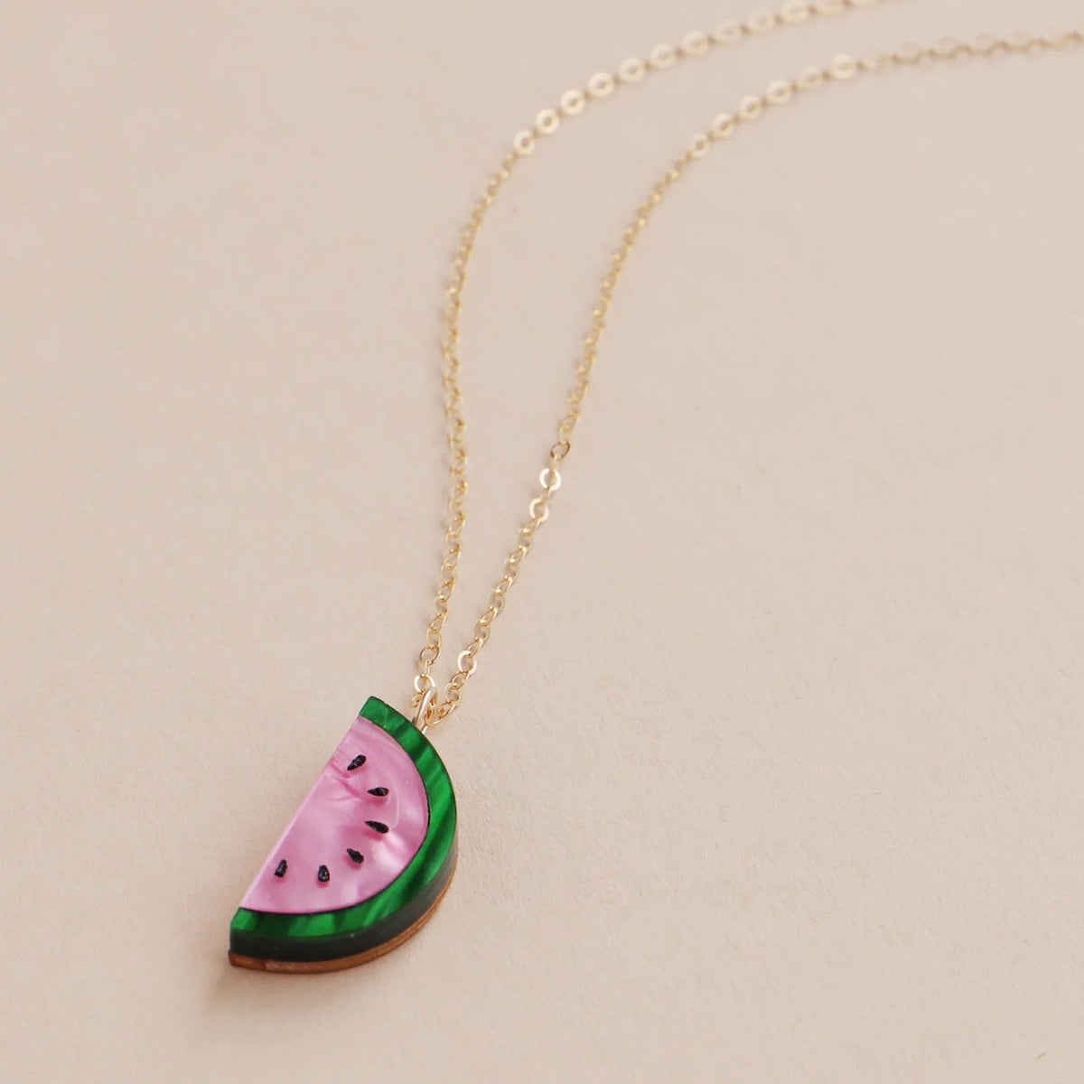 Wolf and Moon Watermelon Necklace