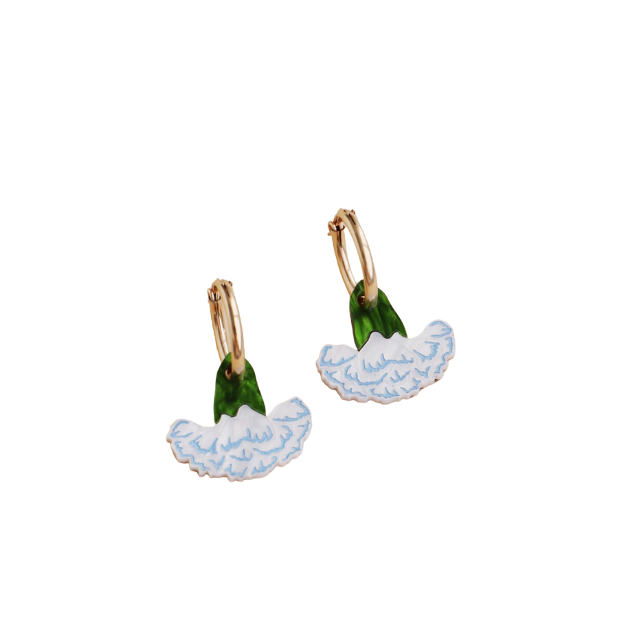 Wolf and Moon Blue and White Carnation Earrings