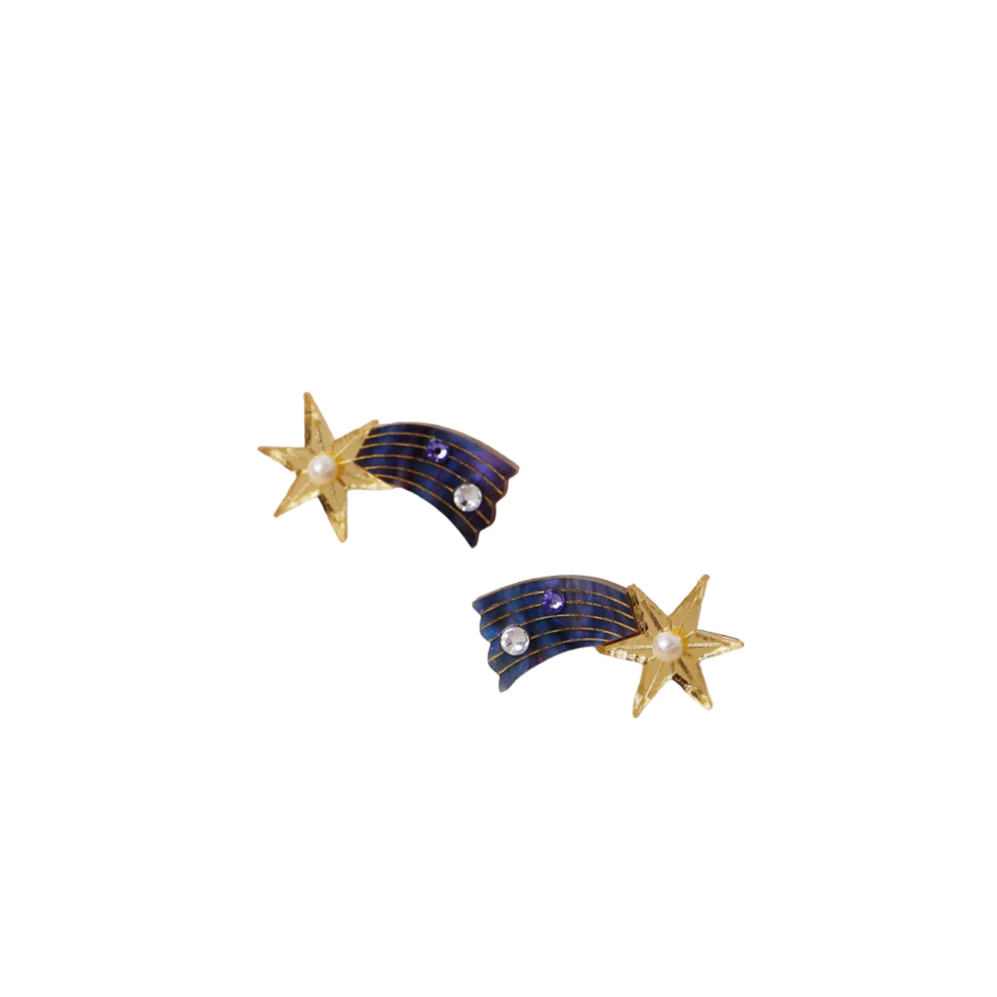 Wolf and Moon Shooting Star Studs