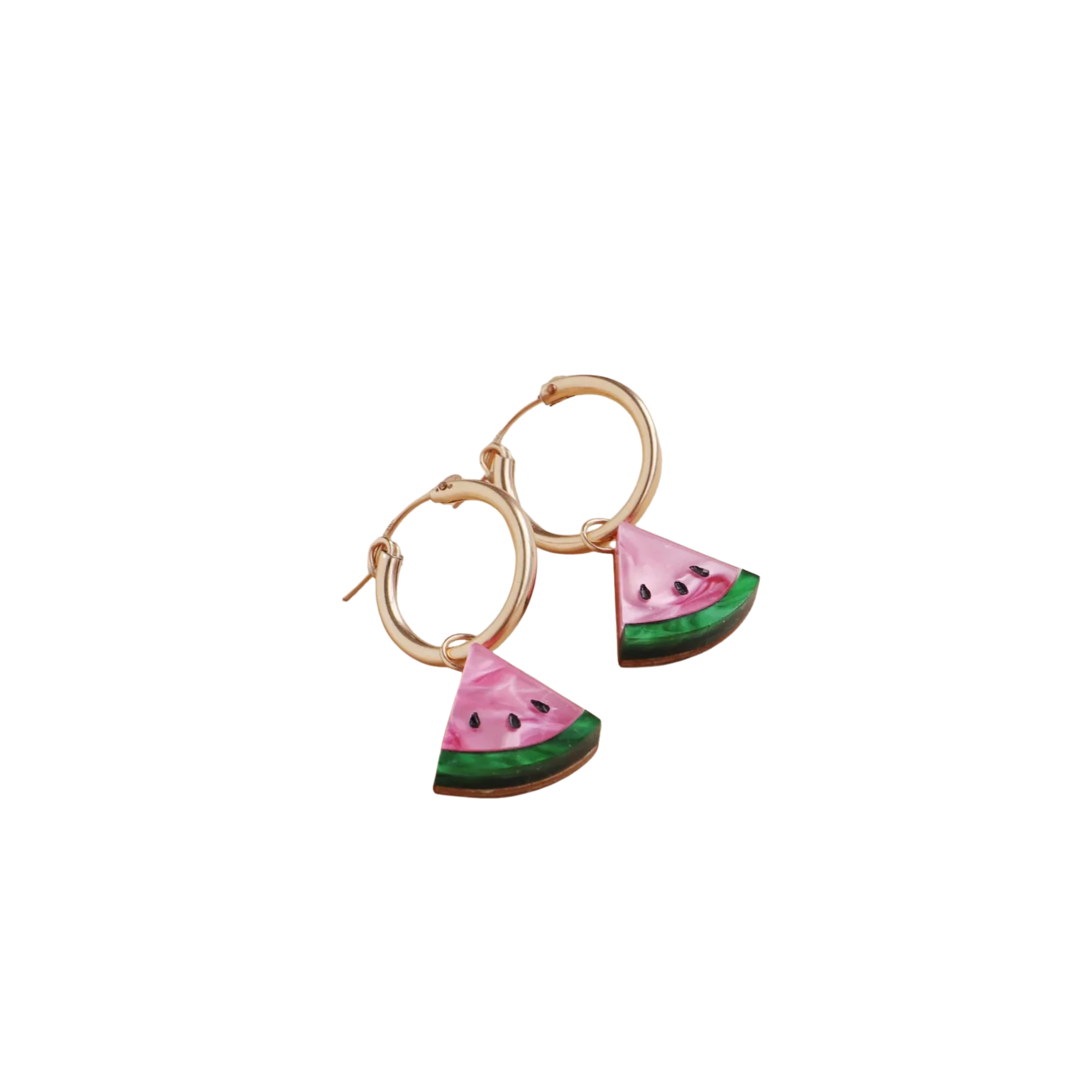 Wolf and Moon Watermelon Hoop Earrings
