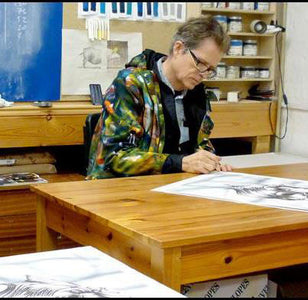  Jim Shaw signing his BALTIC limited Edition prints