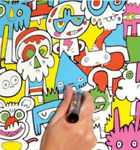 Burgerman Colouring In Wallpaper coloured in