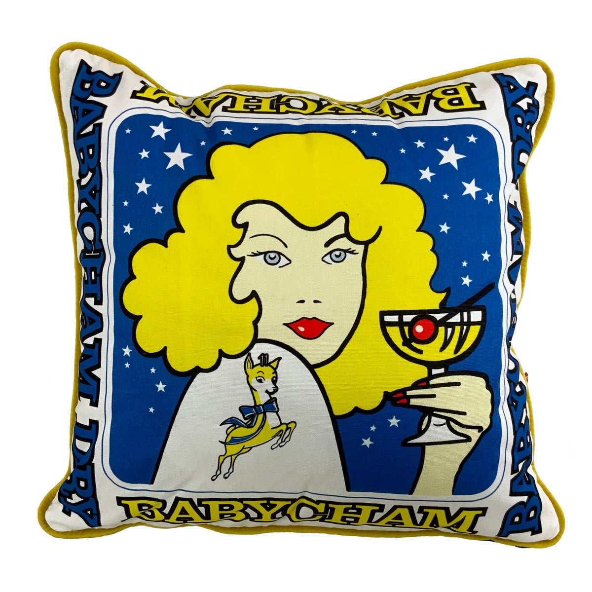 Babycham Blonde Lady Cushion