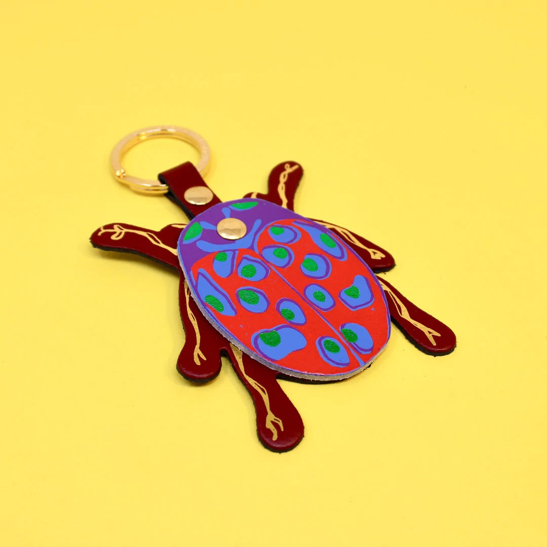 Beetle Key Fob Dot Acid Green Blue Red