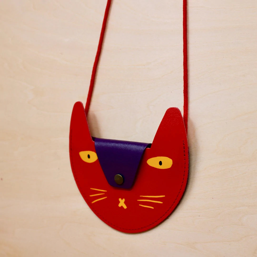 Cat Pocket Purse Red and Purple