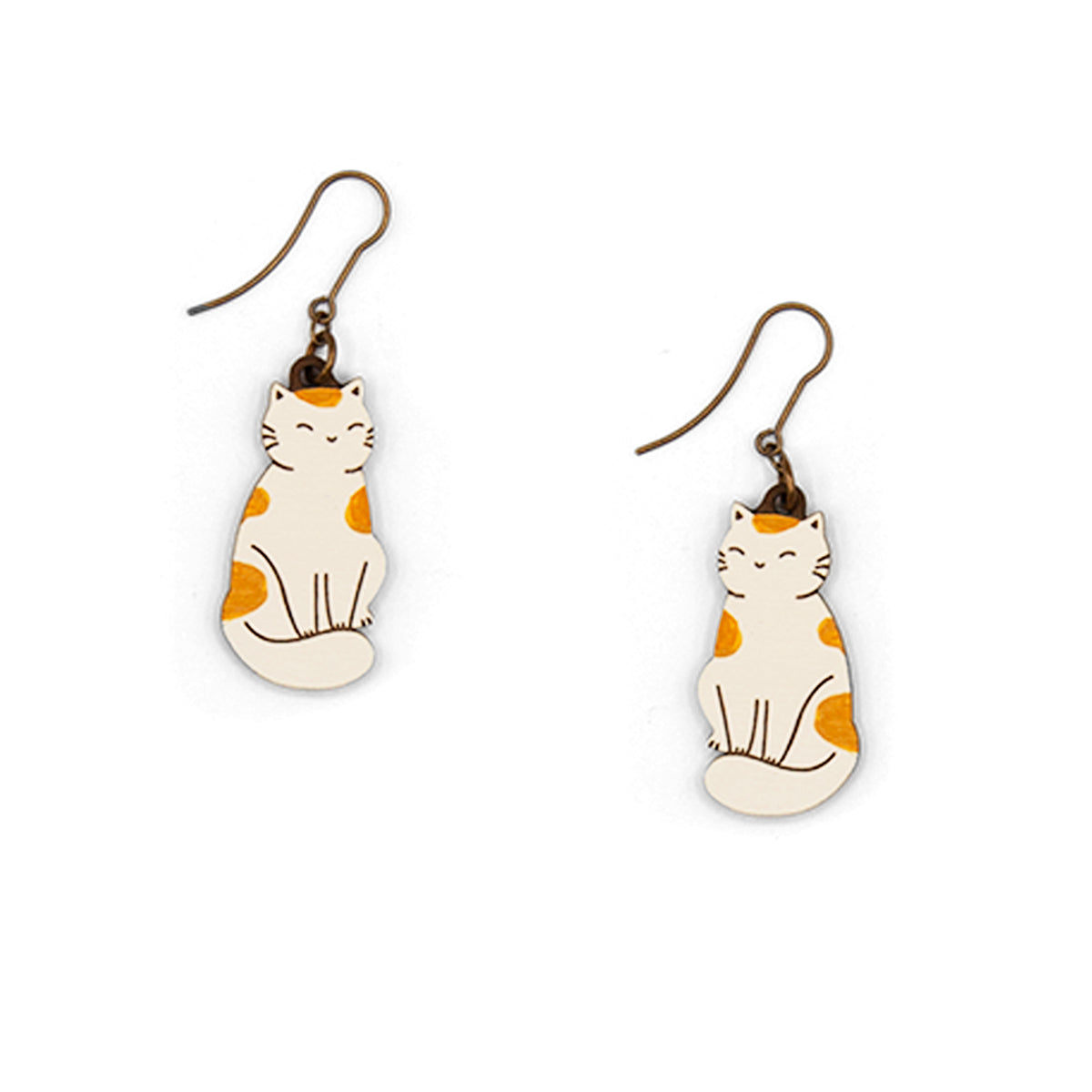 Materia Rica Cat With Brown Spot Hook Earrings