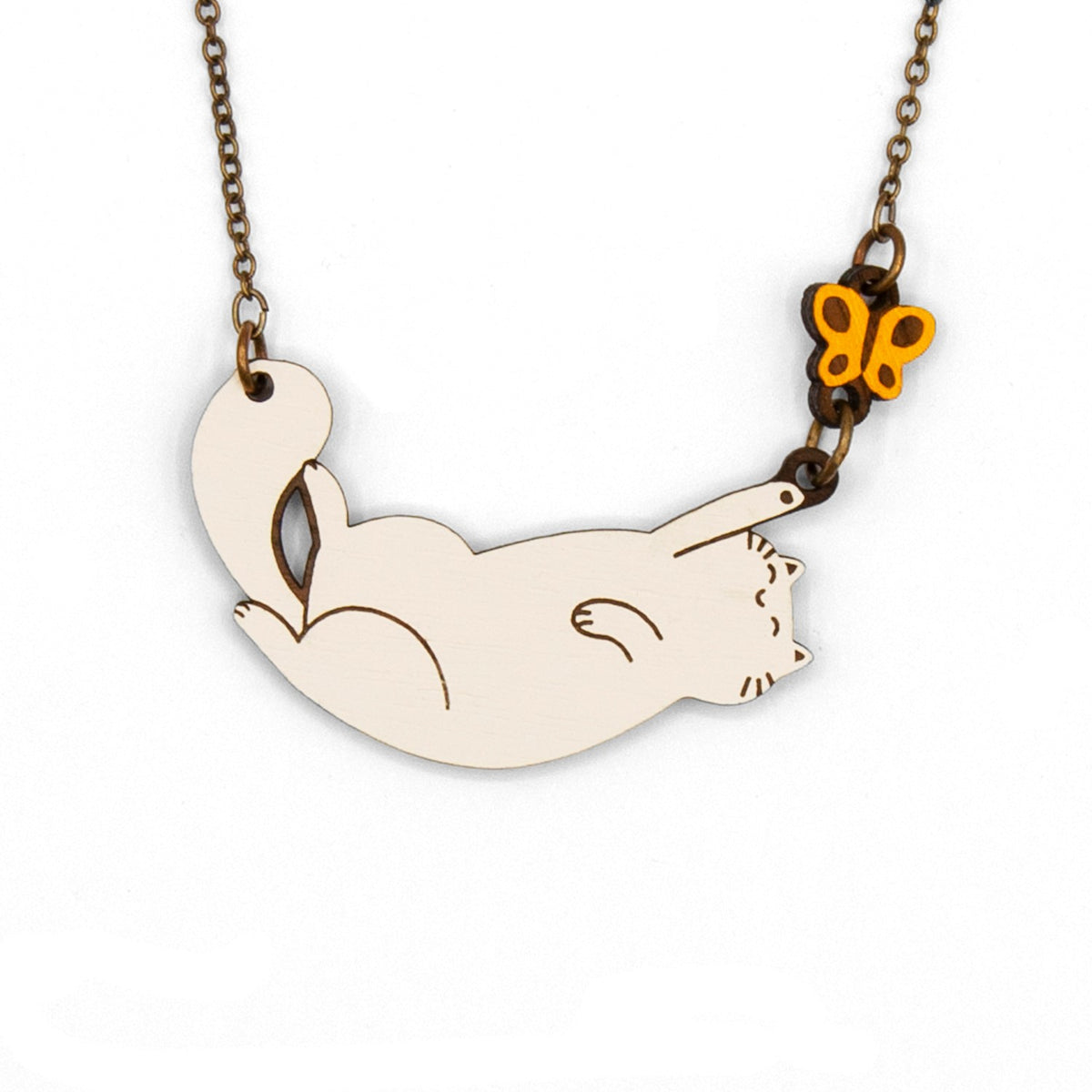 Materia Rica Cat With Butterfly Necklace