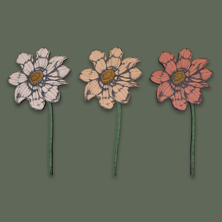 Dahlia Wooden Flower in Off White, Peach Pink and Dusky Pink