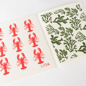 Eco Red Lobster and Seaweed Dishcloths
