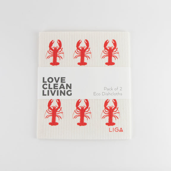 Red Lobster and Seaweed Eco Dishcloths