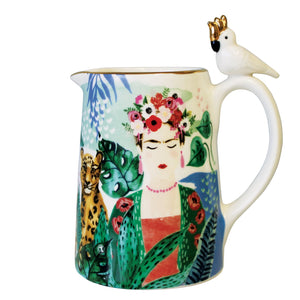 Frida Kahlo Tropical Jug with Parakeet