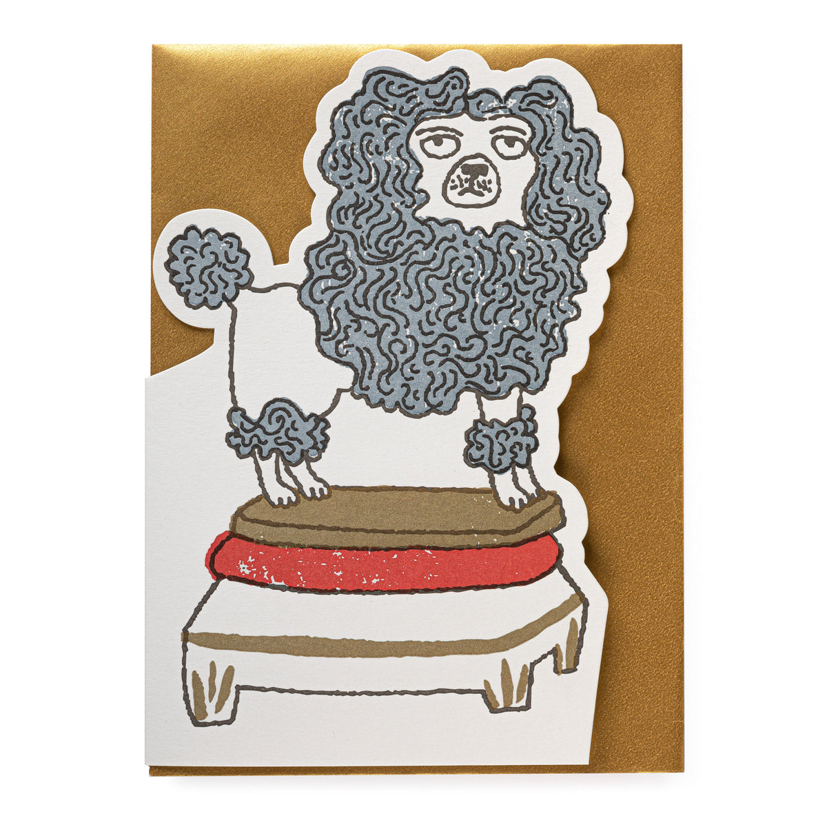 Grey Poodle Cut Out Greeting Card