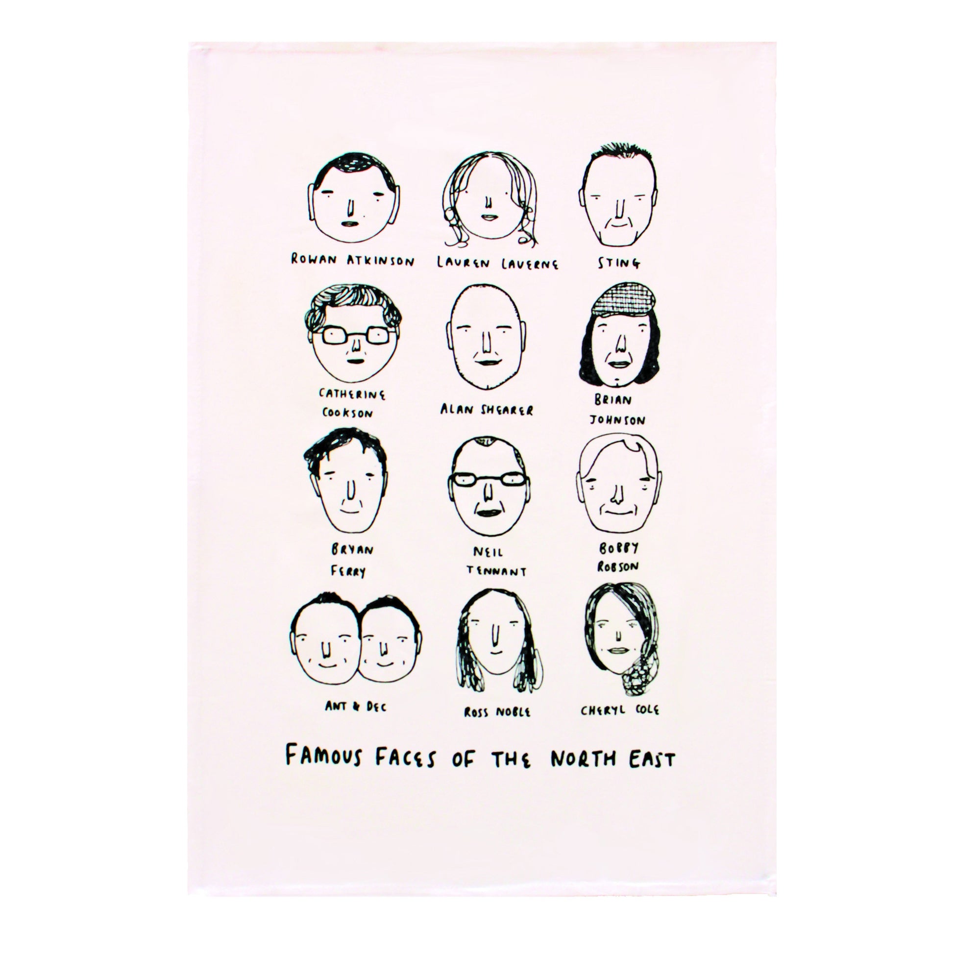 Famous Faces of the North East Tea Towel
