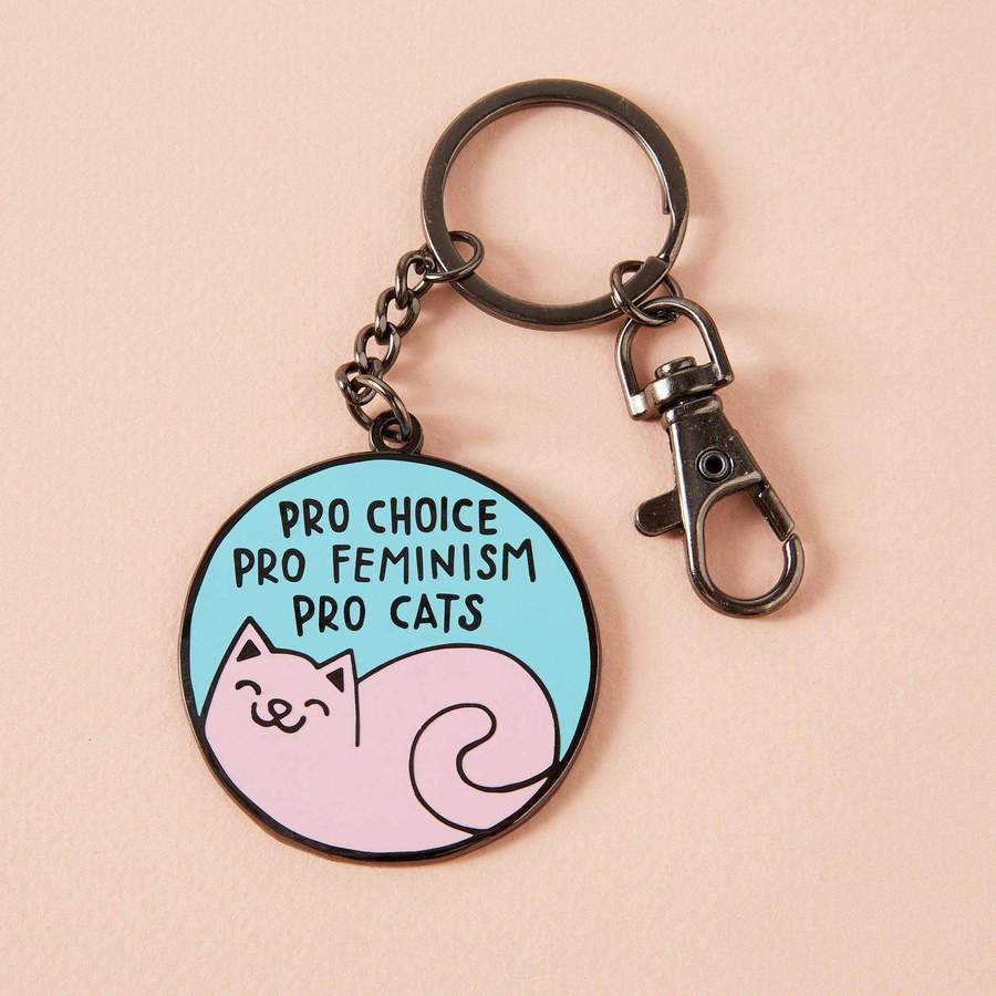 Pro Choice Pro Feminism Pro Cats Enamel Keyring