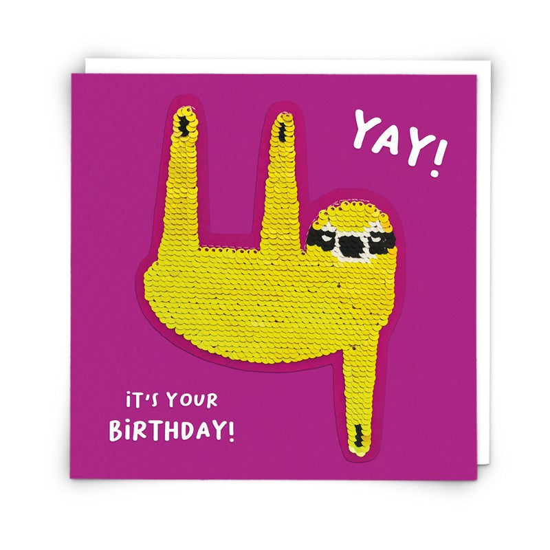 Sequin Sloth Birthday Card