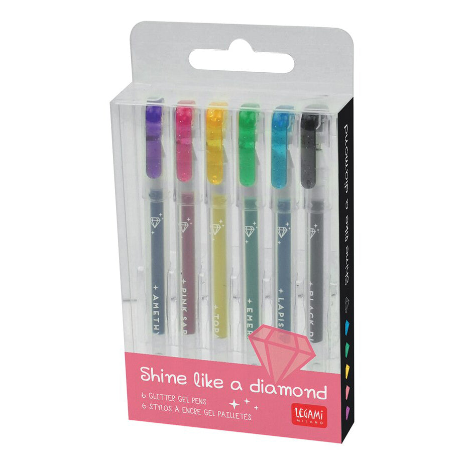 Shine Like a Diamond Set of 6 Glitter Mini Pens