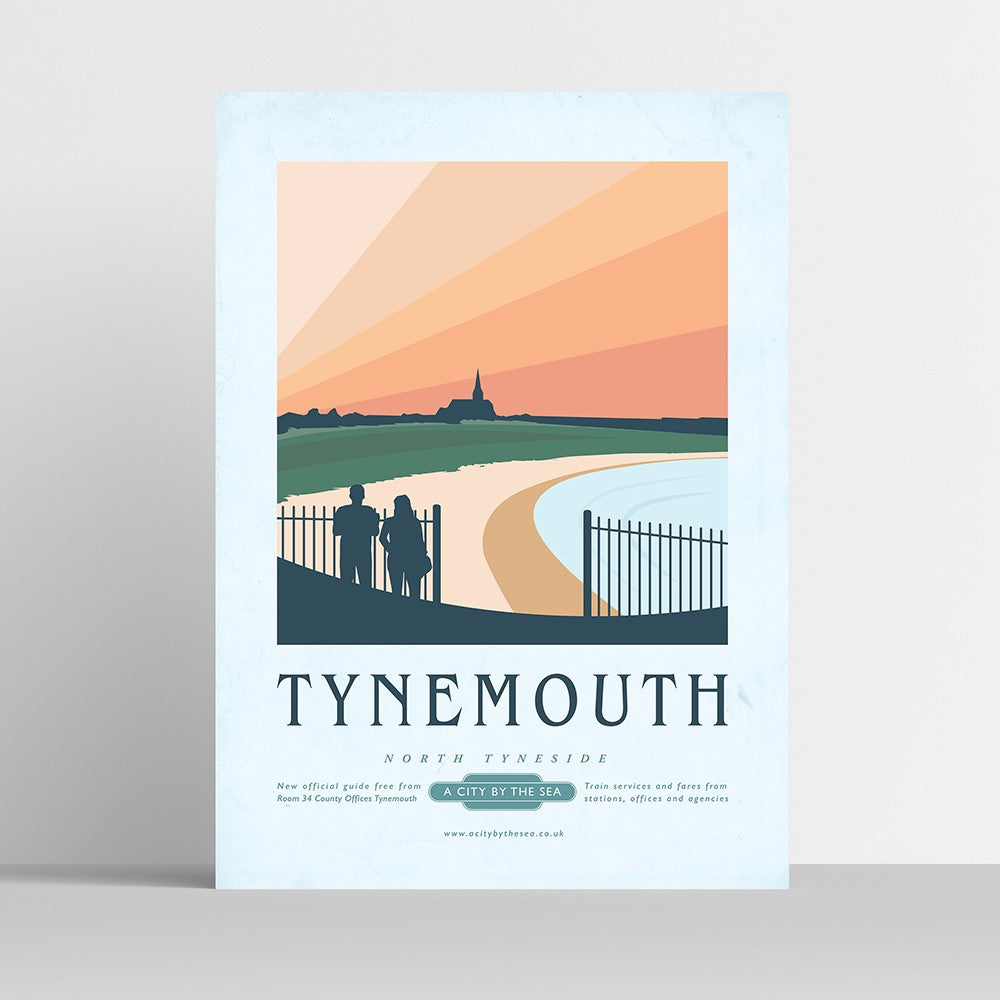 Tynemouth A3 Longsands Vintage Travel Print