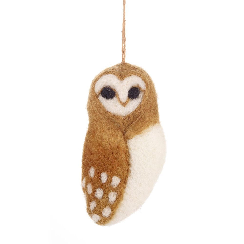 Tyto Alba Owl Felt Hanging Decoration