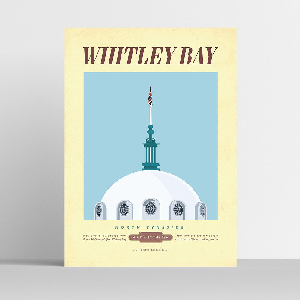 Whitley Bay Travel Poster A5 Postcard