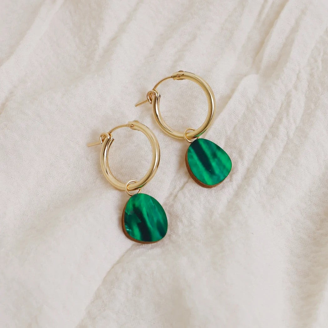 Wolf and Moon Beatrice Hoops Emerald