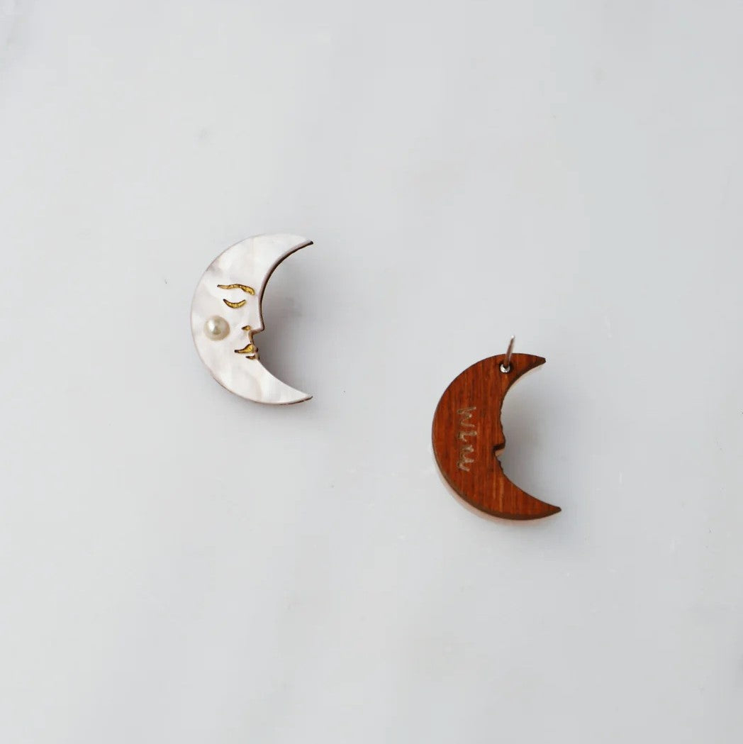 Wolf and Moon Moon Studs