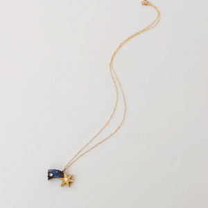 Wolf and Moon Shooting Stars Necklace