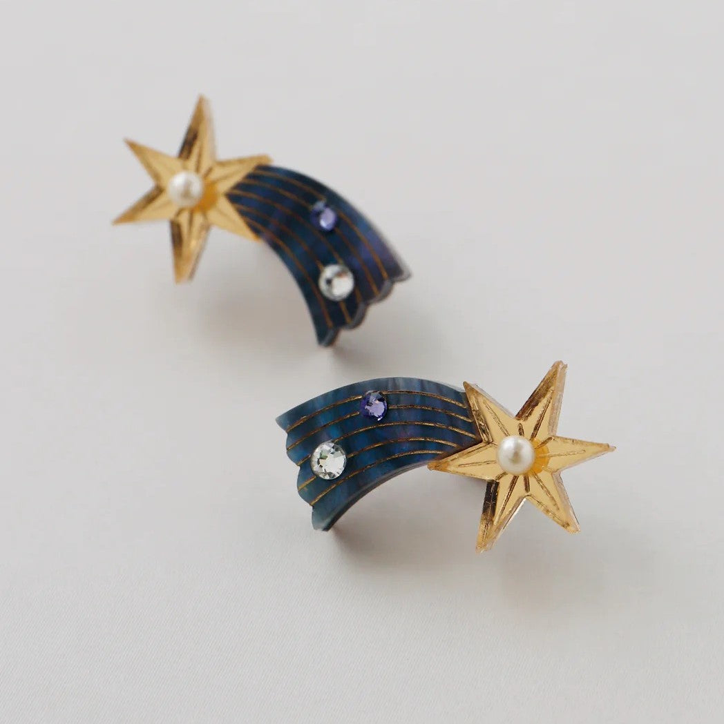 Wolf and Moon Shooting Stars Studs