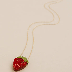 Wolf and Moon Strawberry Necklace