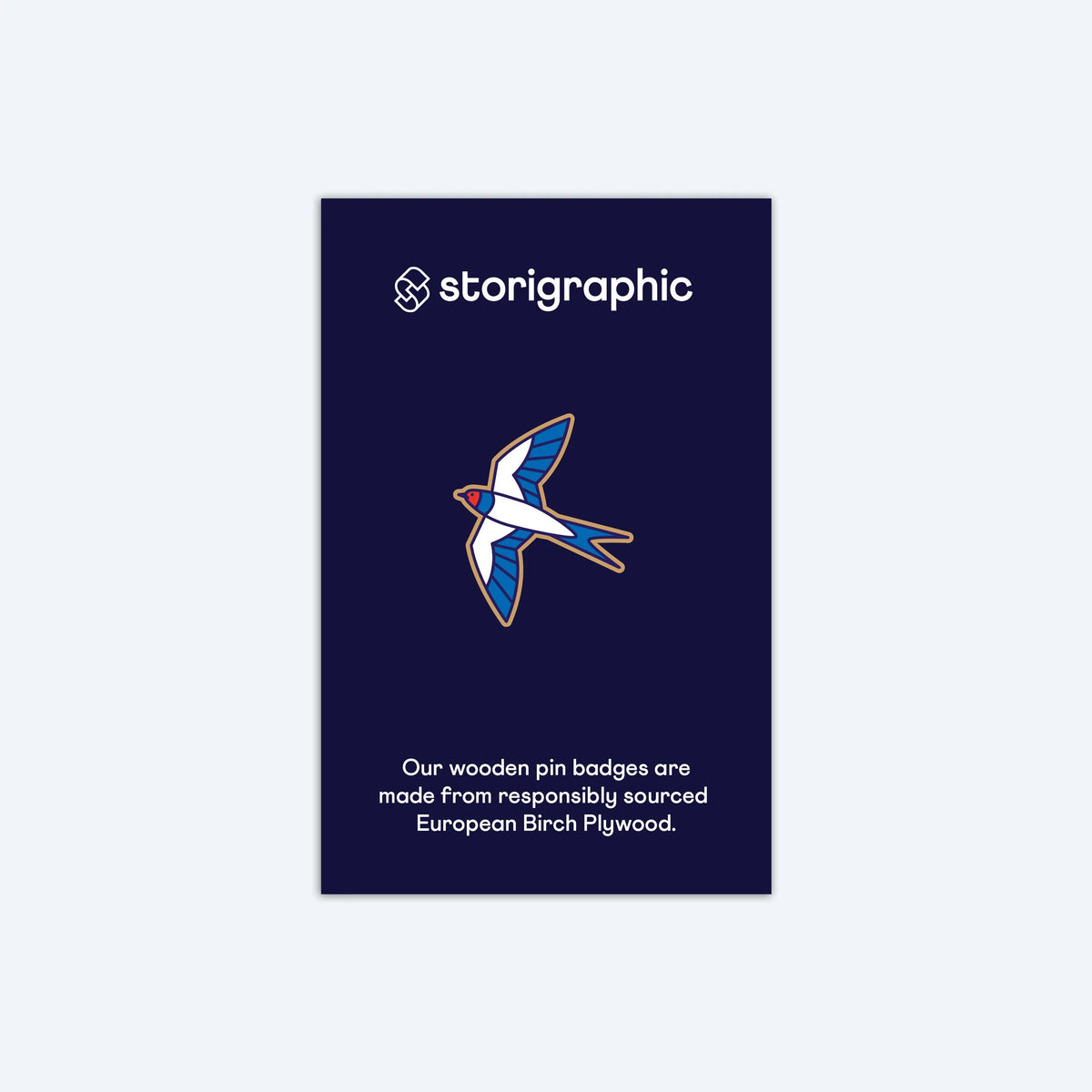 Storigraphic Wooden Swallow Pin Badge